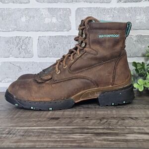 Justin George Strait Women's Work Boots Brown Leather Waterproof L0909 Size 6.5B